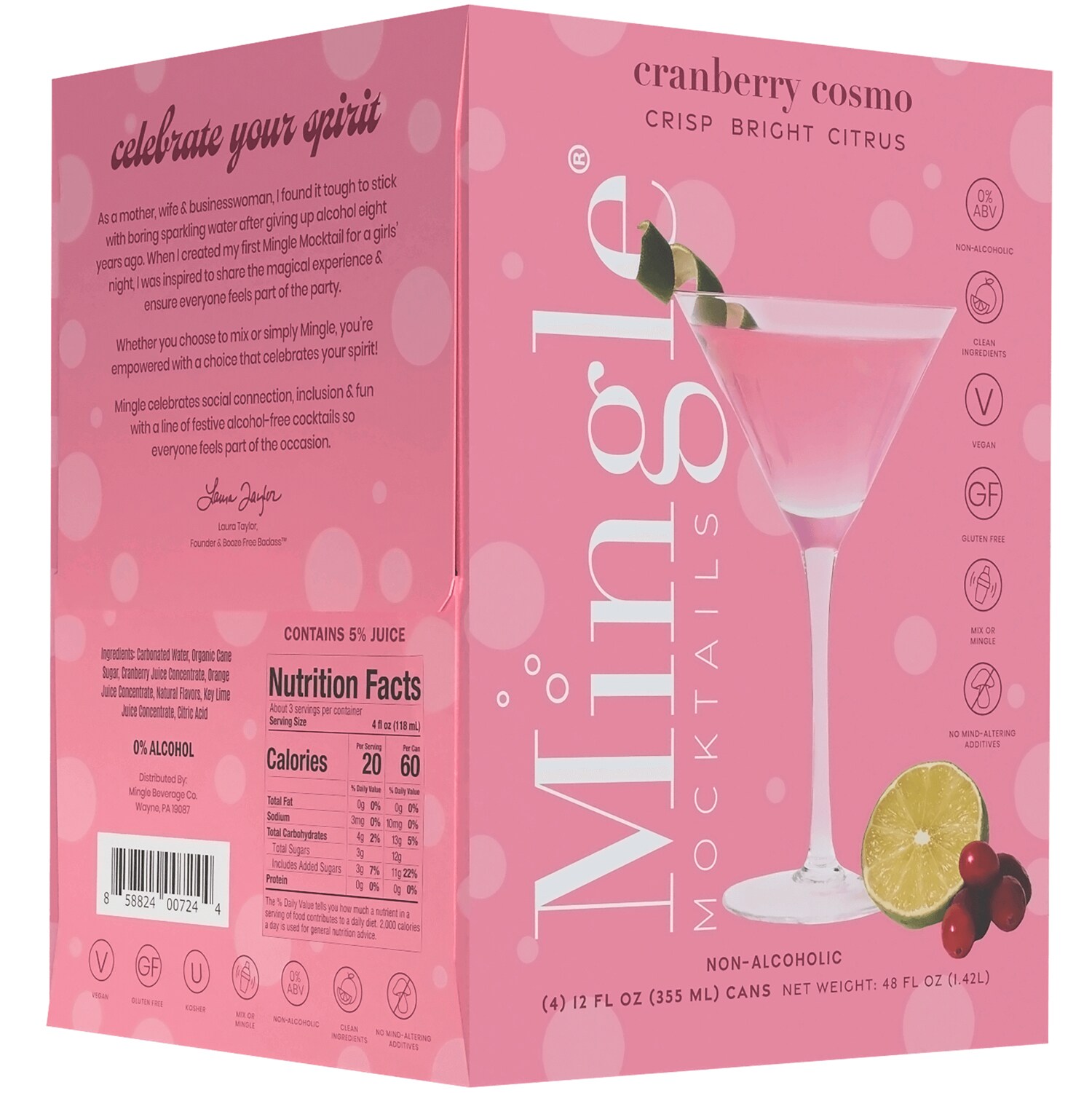 Mingle Non-Alcoholic Cranberry Cosmo, Cans