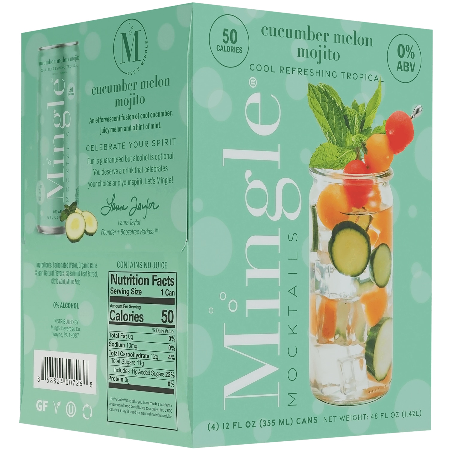 Mingle Non-Alcoholic Cucumber Melon Mojito, Cans