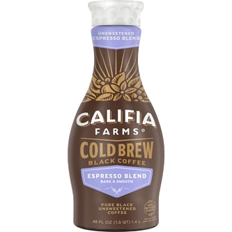 Califia Farms Cold Brew Coffee, Espresso Blend Unsweetened, Plastic Bottle