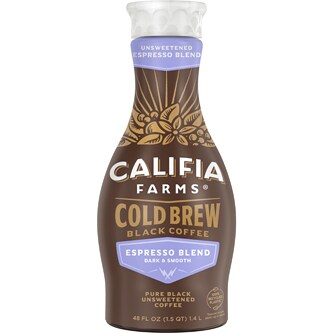 Califia Farms Cold Brew Coffee, Espresso Blend Unsweetened, Plastic Bottle