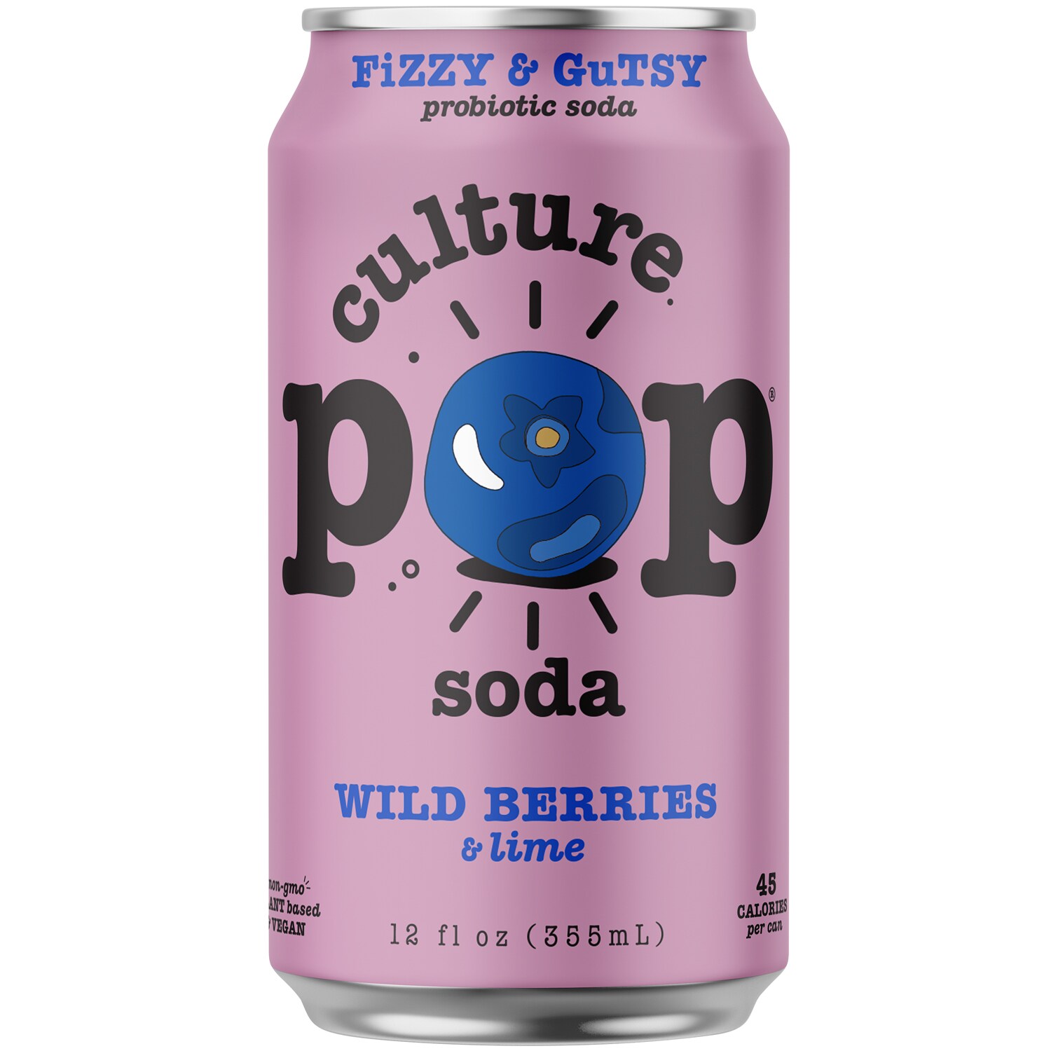 Culture Pop Probiotic Soda, Wild Berries, Basil & Lime, Cans