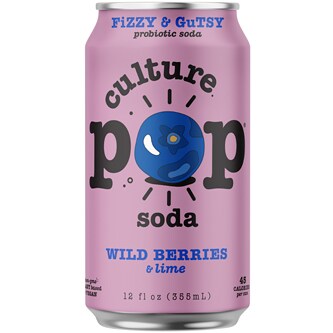 Culture Pop Probiotic Soda, Wild Berries, Basil & Lime, Cans