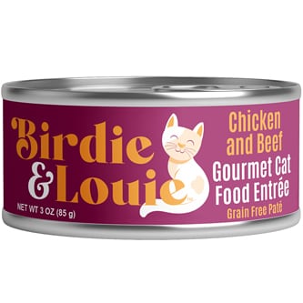 Birdie & Louie Grain Free Pate Wet Cat Food, Chicken & Beef