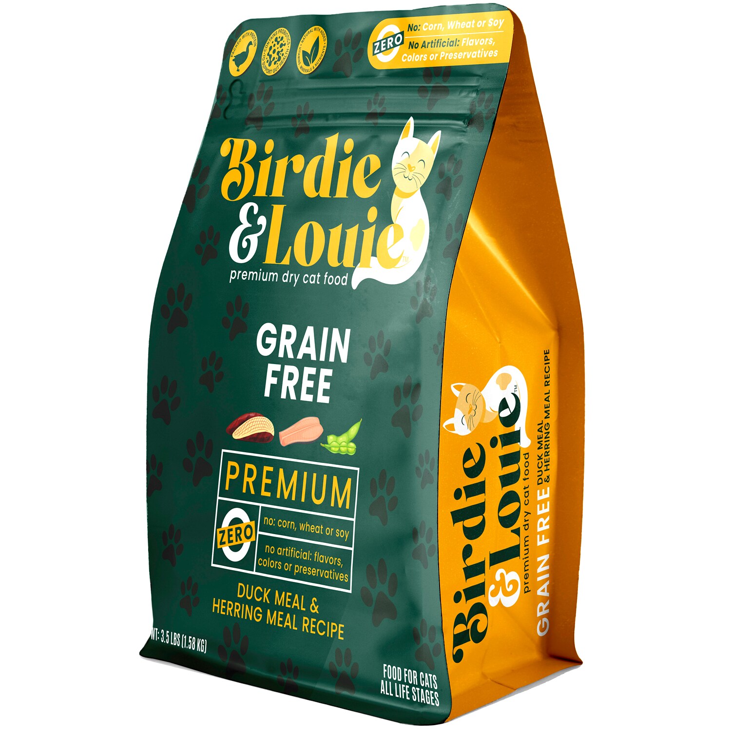 Birdie & Louie Grain Free Premium Dry Cat Food, Duck & Herring