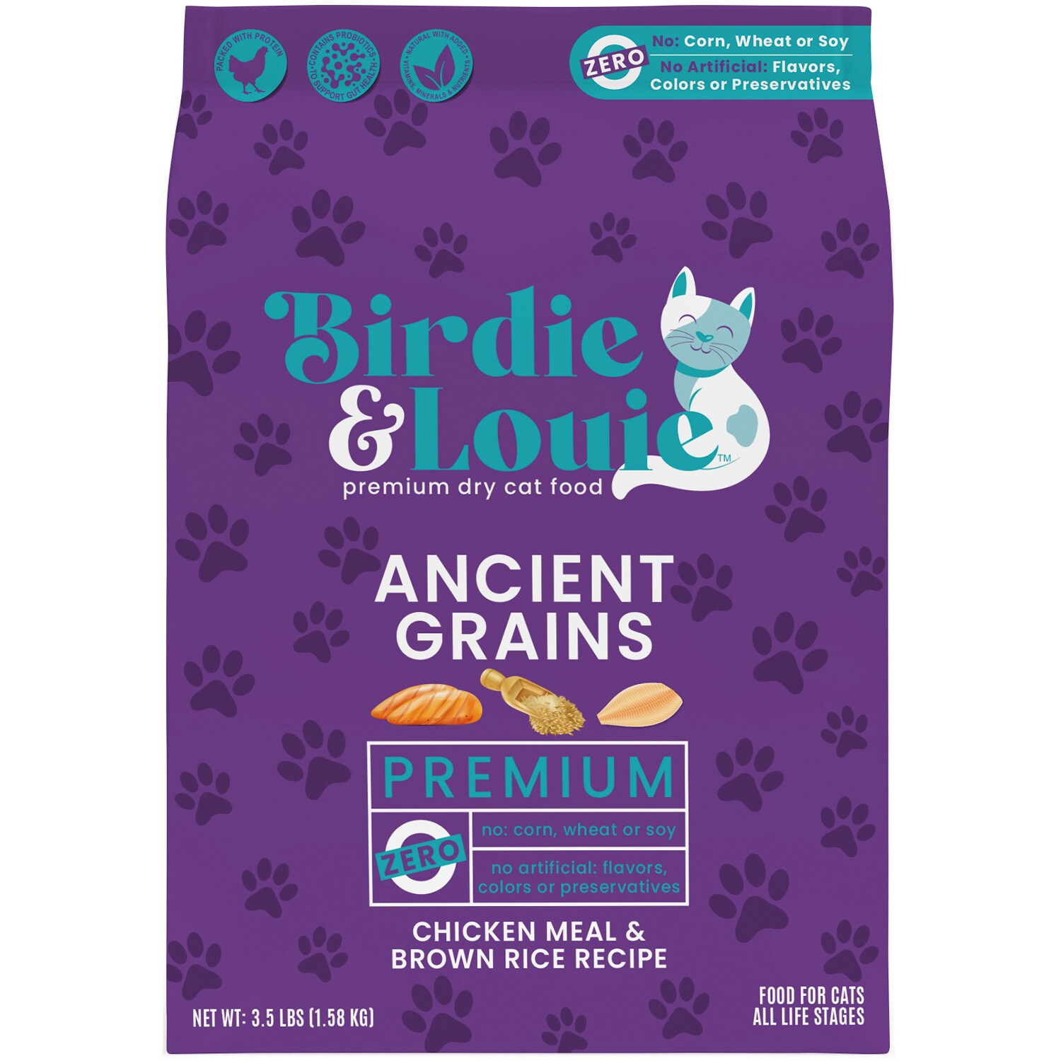 Birdie & Louie Ancient Grains Premium Dry Cat Food, Chicken & Rice