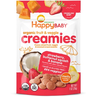 Happy Family Happy Baby Organic Creamies, Strawberry, Butternut Squash, Banana Fruit & Veggies
