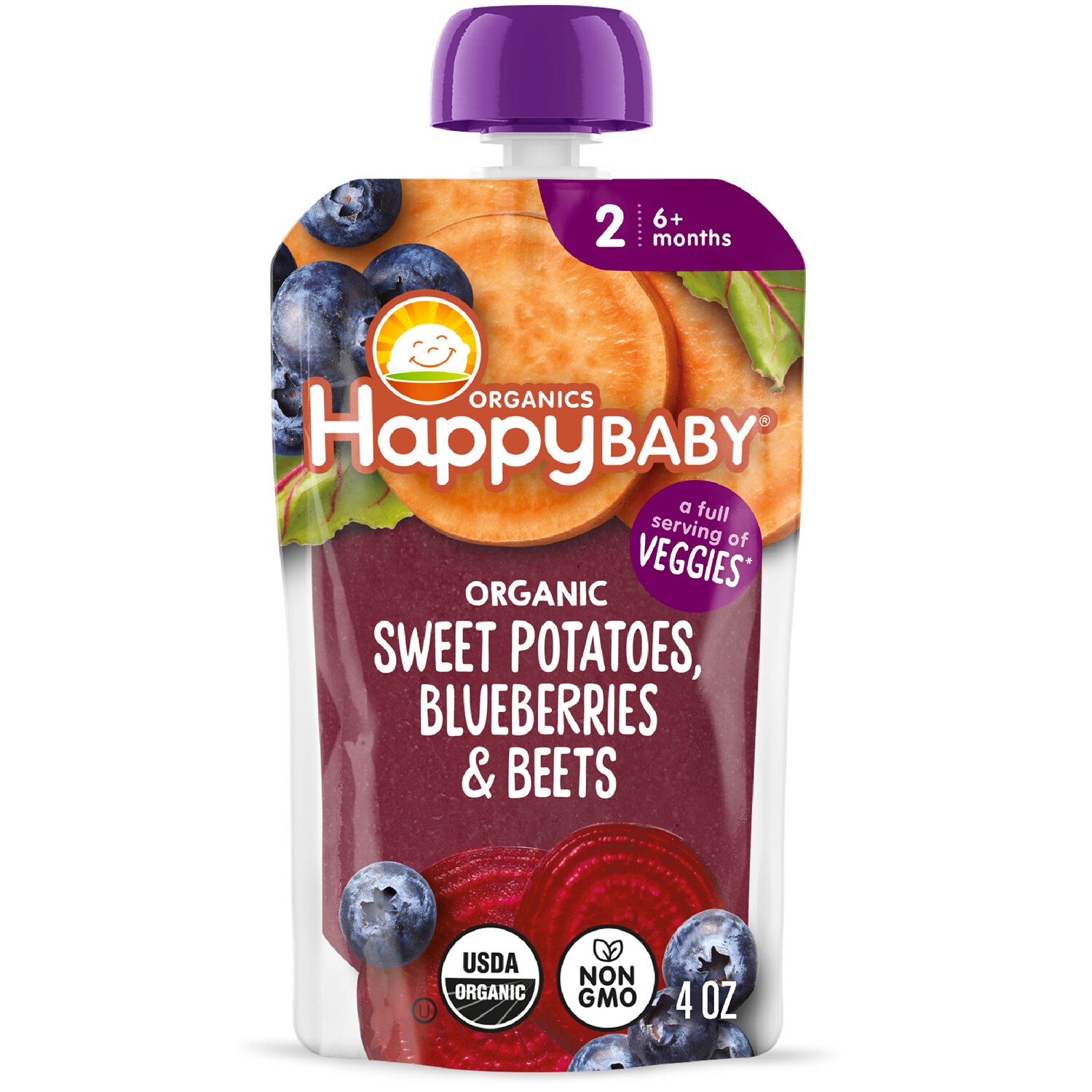 Happy Family Happy Baby Clearly Crafted, Stage 2, Sweet Potatoes Blueberry & Beets