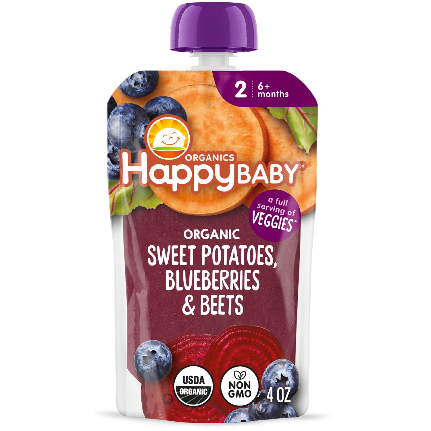 Happy Family Happy Baby Clearly Crafted, Stage 2, Sweet Potatoes Blueberry & Beets