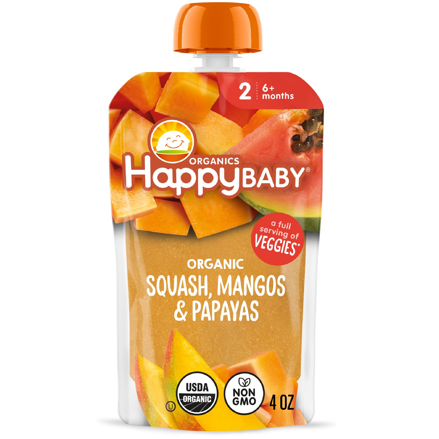 Happy Baby Clearly Crafted, Stage 2, Squash, Mango Papaya Pouch