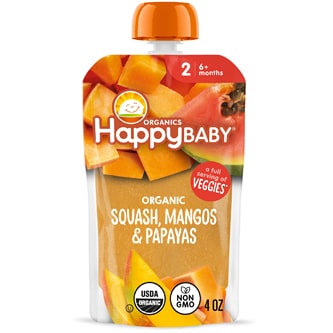 Happy Baby Clearly Crafted, Stage 2, Squash, Mango Papaya Pouch