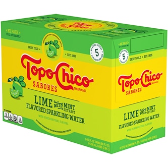 Topo Chico Sabores, Lime with Mint Sparkling Water, Cans