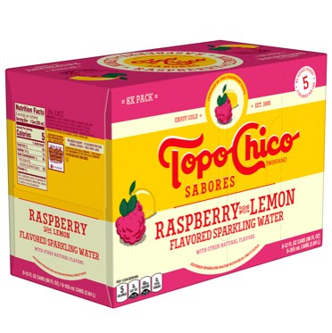 Topo Chico Sabores, Raspberry with Lemon Sparkling Water, Cans