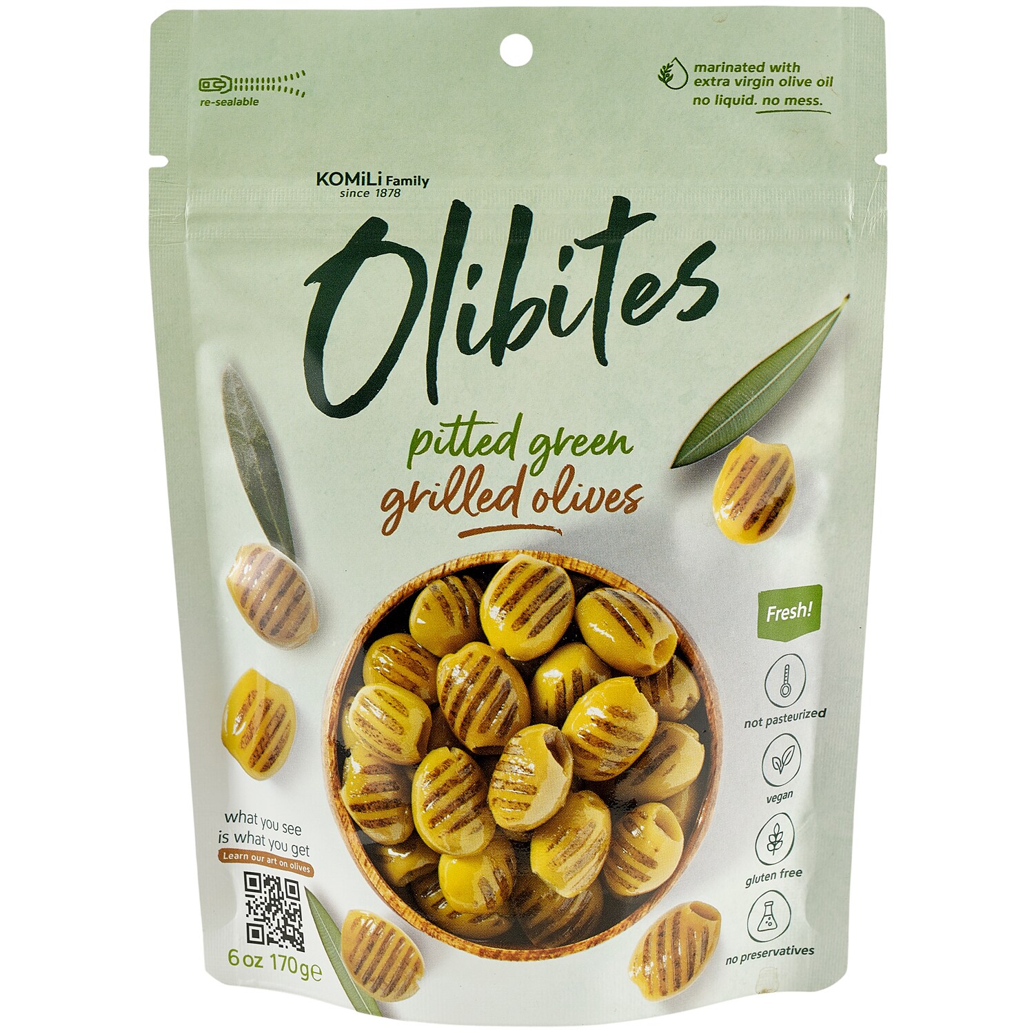 Komili Olibites Pitted Grilled Green Olives