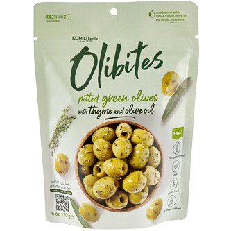Komili Olibites Pitted Green Olives, Thyme & Olive Oil