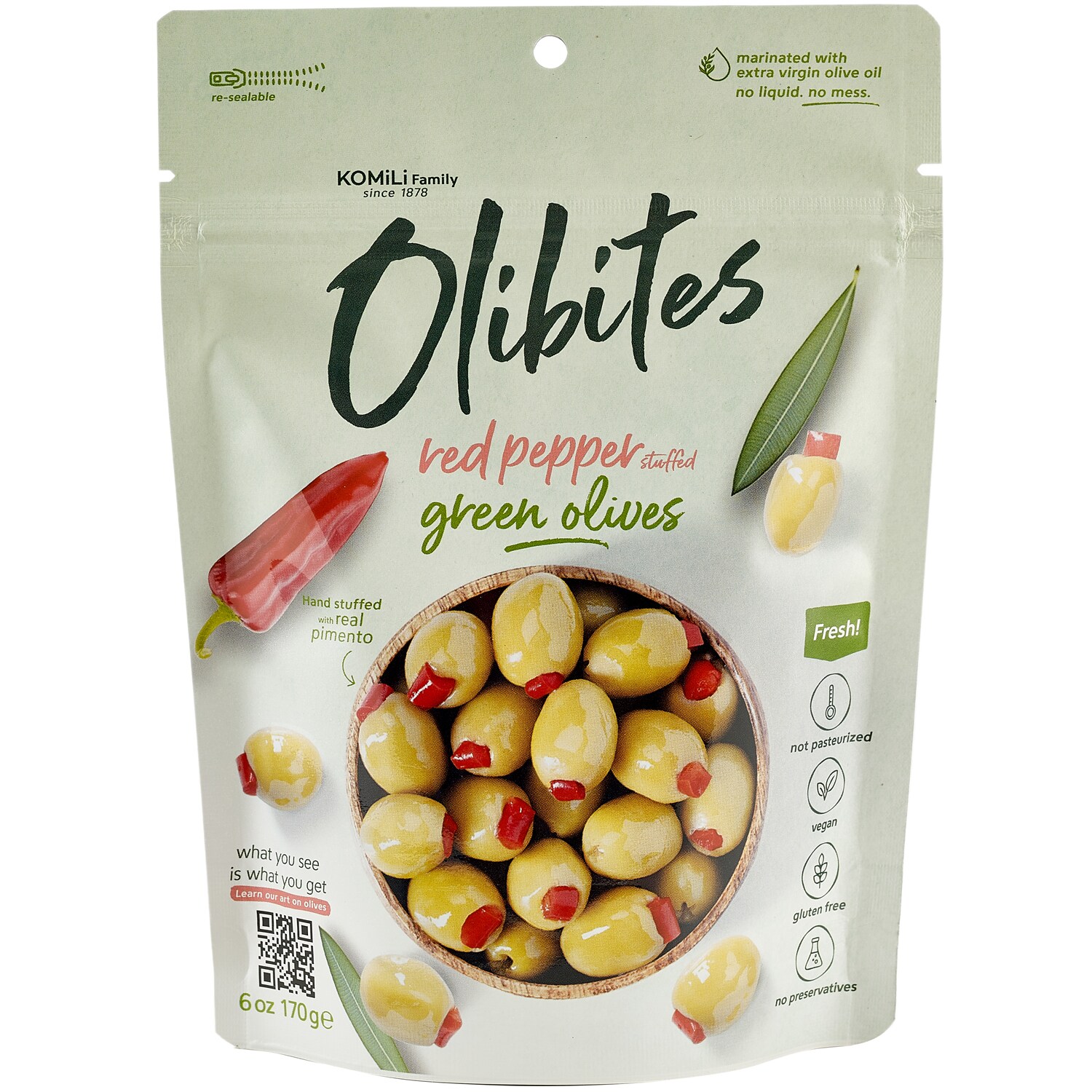Komili Olibites Red Pepper Stuffed Green Olives
