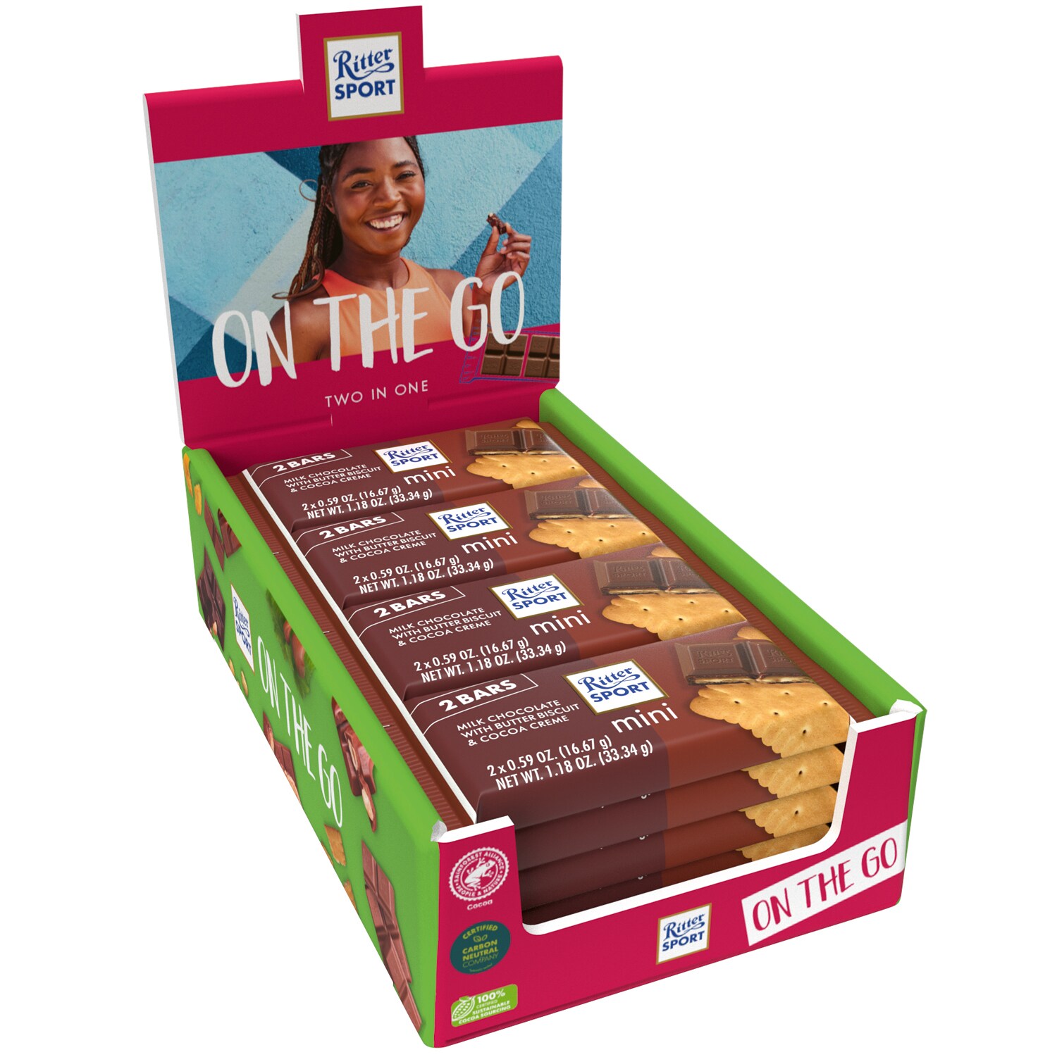 Ritter Sport Mini, Milk Chocolate with Butter Biscuits & Cocoa Crème 