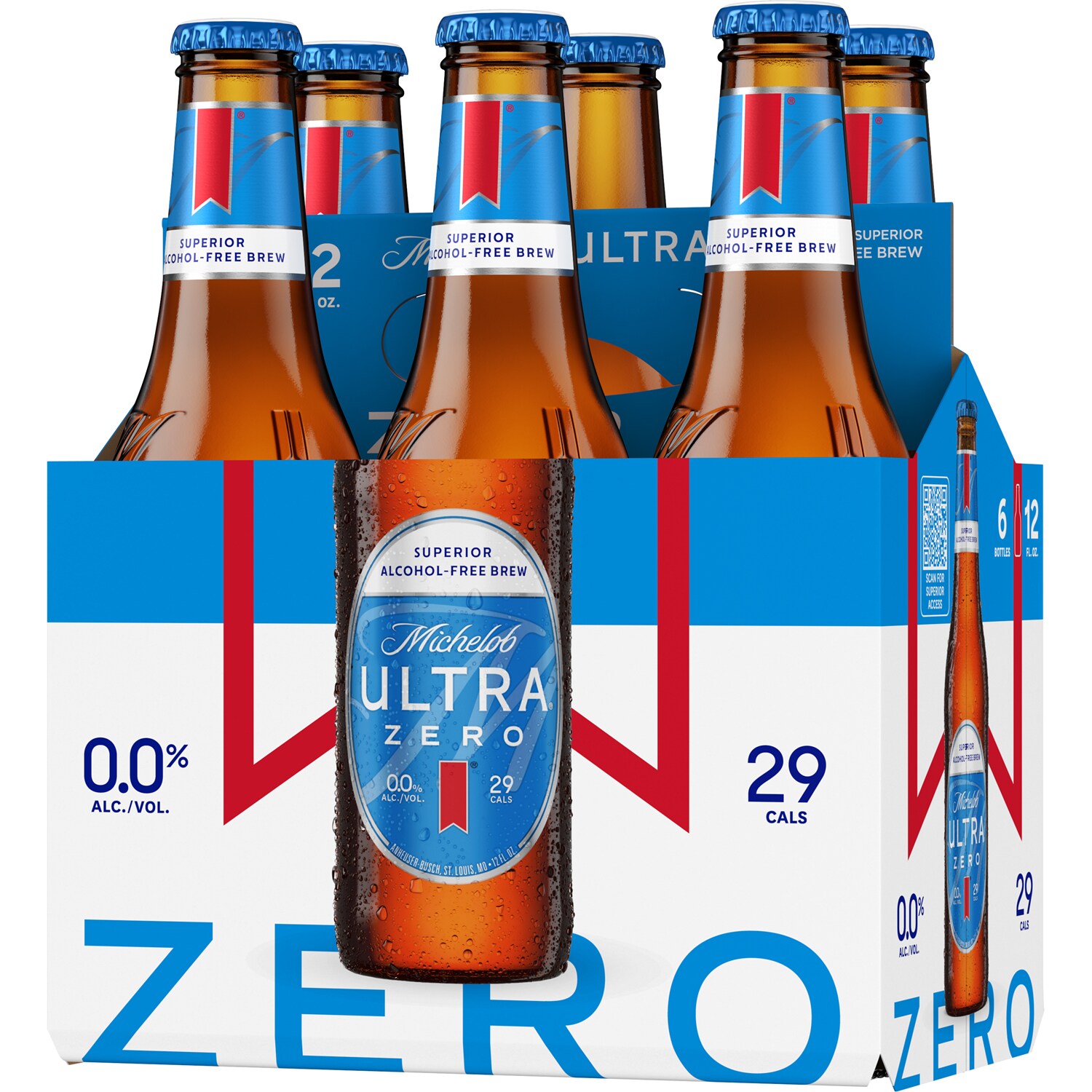 Michelob ULTRA Zero Non-Alcoholic Beer, Glass Bottles