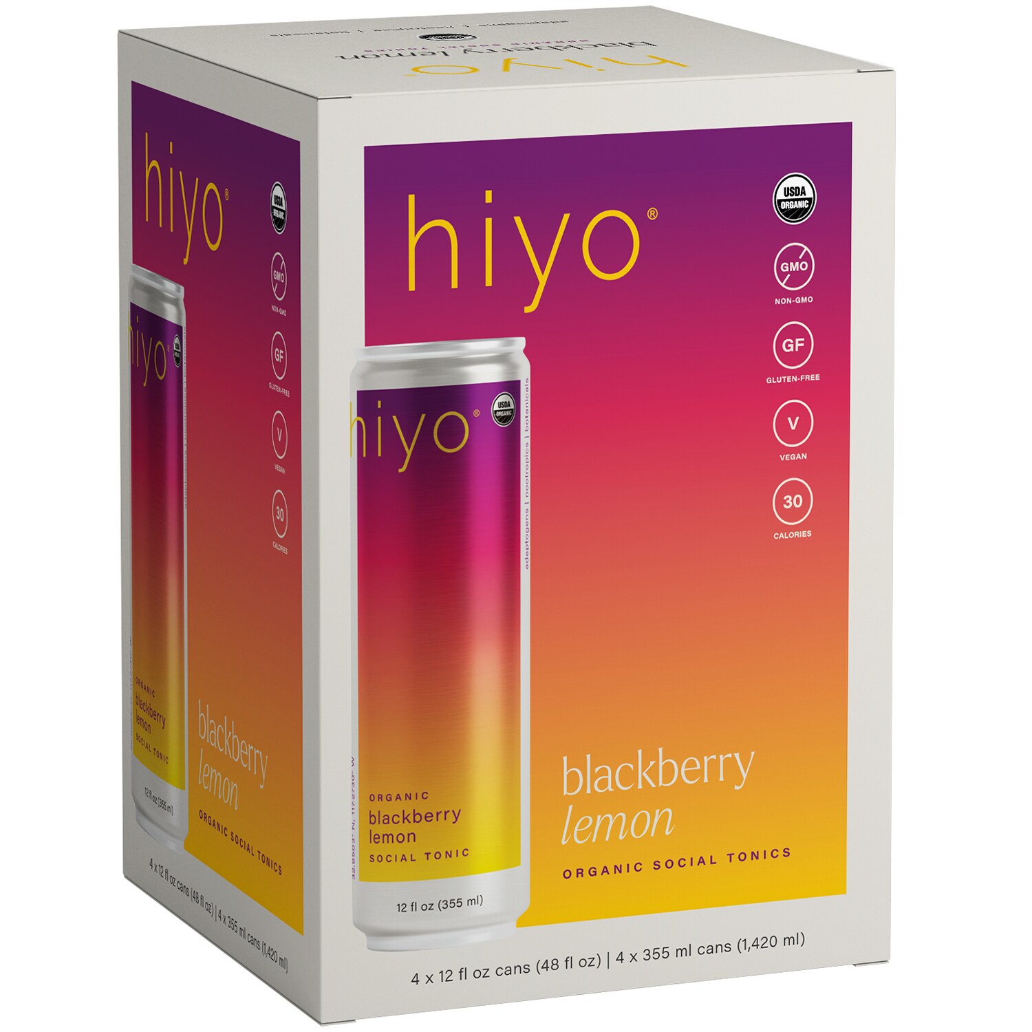 Hiyo Organic Blackberry Lemon Social Tonic, Can
