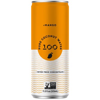 100 Coconuts Pure Coconut Water + Mango, Can