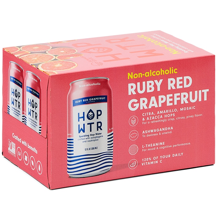 HOP WTR Non-Alcoholic Sparkling Hop Water, Grapefruit, Cans 