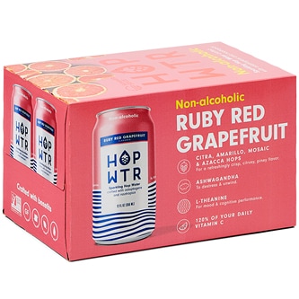 HOP WTR Non-Alcoholic Sparkling Hop Water, Grapefruit, Cans
