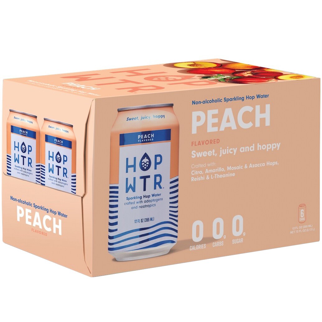 HOP WTR Non-Alcoholic Sparkling Hop Water, Peach, Cans