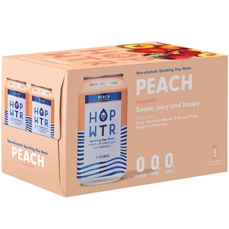 HOP WTR Non-Alcoholic Sparkling Hop Water, Peach, Cans