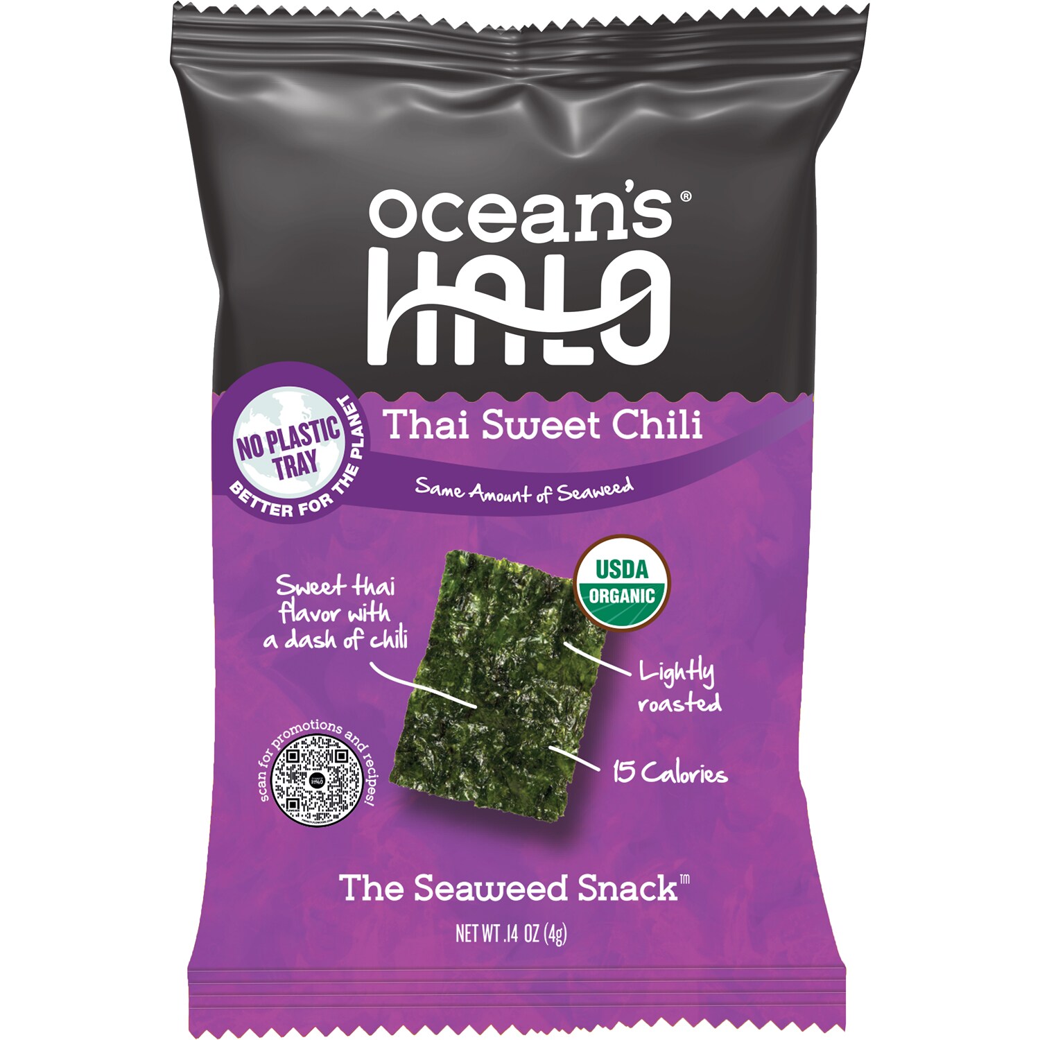 Ocean's Halo Organic Trayless Seaweed Snack, Thai Sweet Chili