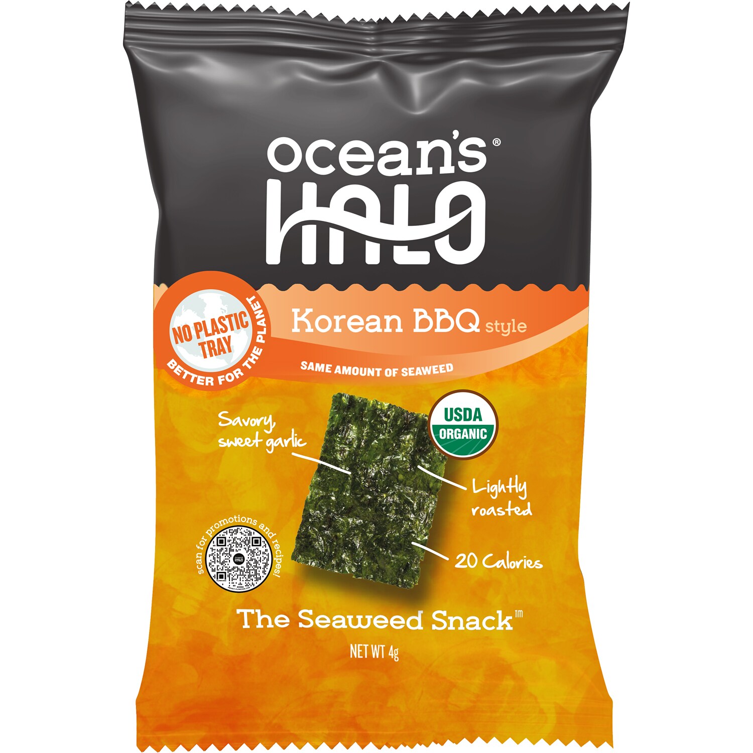 Ocean's Halo Organic Trayless Seaweed Snack, Korean BBQ