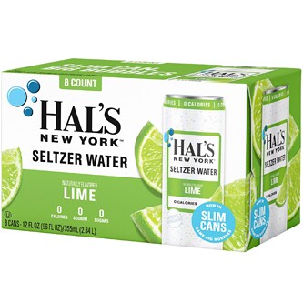 Hal's New York Seltzer Water, Lime, Cans