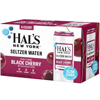 Hal's New York Seltzer Water, Black Cherry, Cans