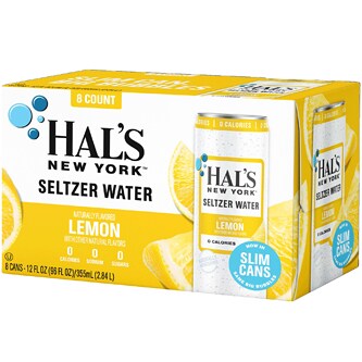 Hal's New York Seltzer Water, Lemon, Cans