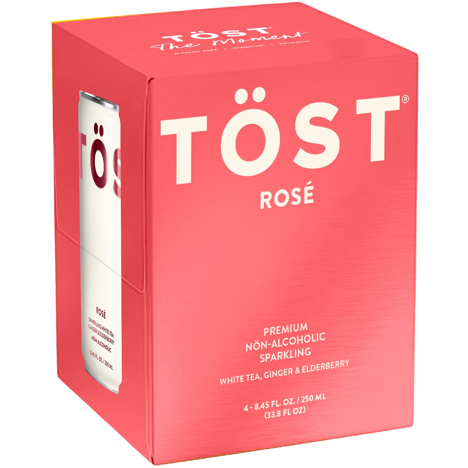 TÖST Non-Alcoholic Sparkling Rosé, White Tea, Ginger & Elderberry, Cans