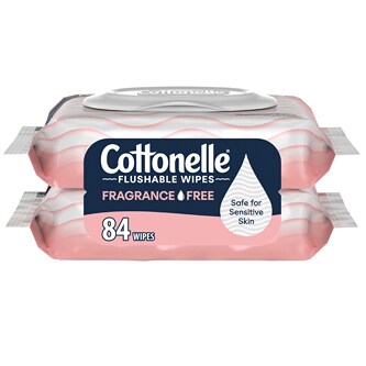 Cottonelle Flushable Wipes, Fragrance Free