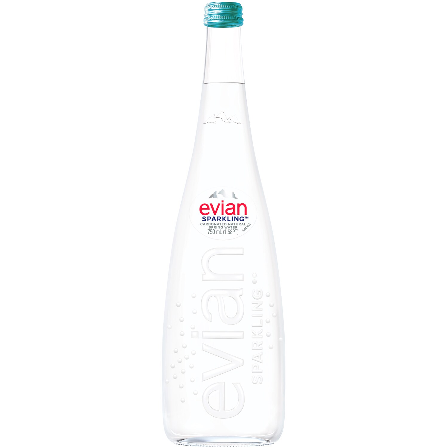 Evian Natural Sparkling Water, Glass Bottle