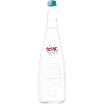 Evian Natural Sparkling Water, Glass Bottle