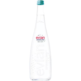Evian Natural Sparkling Water, Glass Bottle