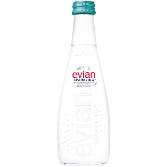 Evian Natural Sparkling Water, Glass Bottle
