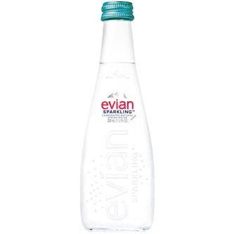 Evian Natural Sparkling Water, Glass Bottle