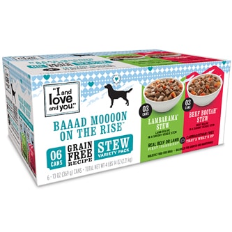 I & Love & You Dog Food, Baaad Moooon on the Rise Stew Variety Pack