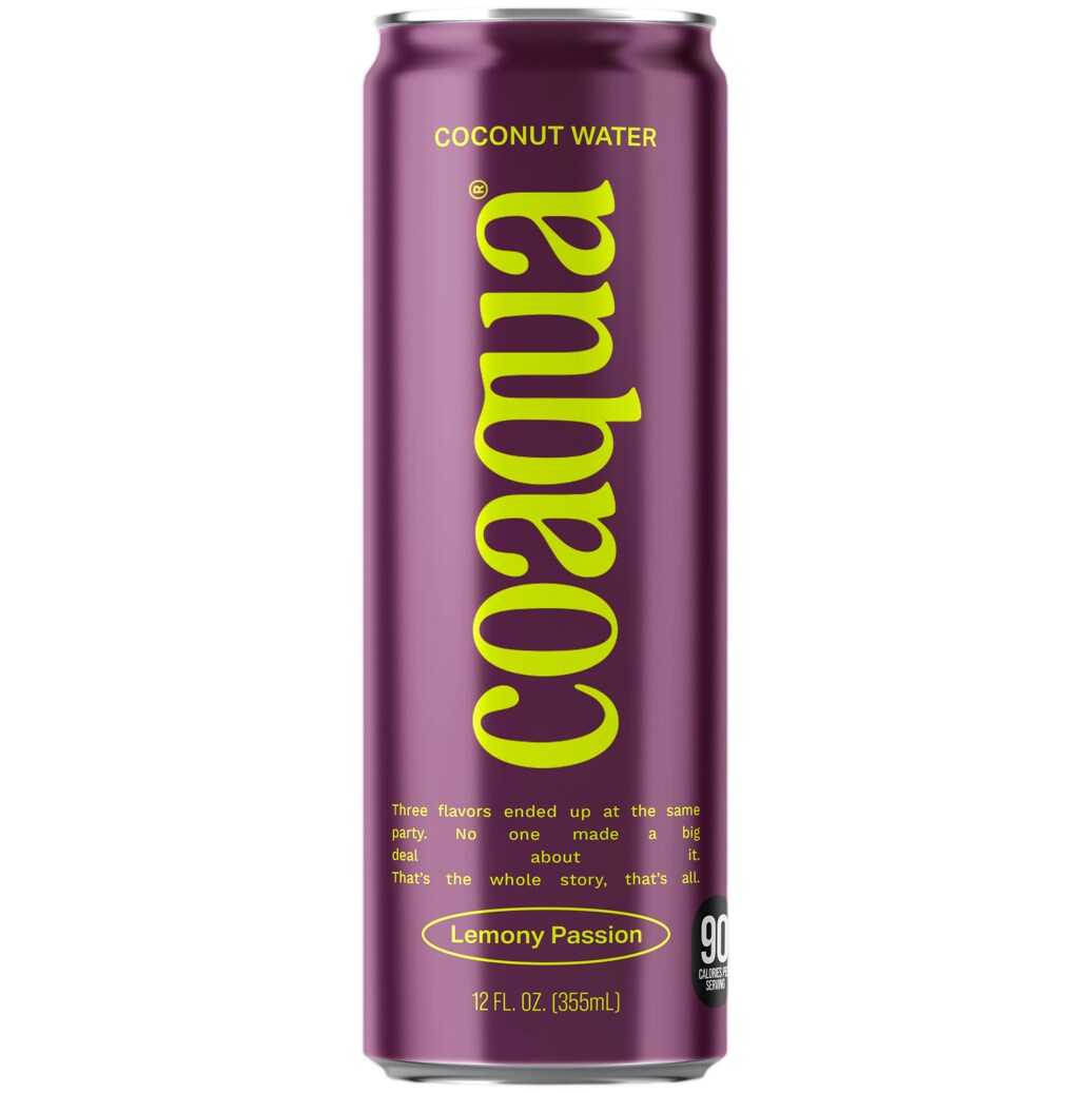 CoAqua Coconut Water, Lemony Passion, Can