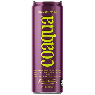 CoAqua Coconut Water, Lemony Passion, Can
