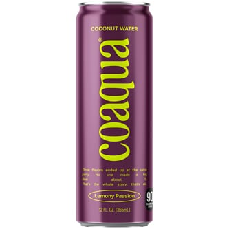 CoAqua Coconut Water, Lemony Passion, Can