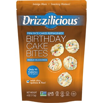 Drizzilicious Mini Rice Cakes Reimagined, Birthday Cake Bites