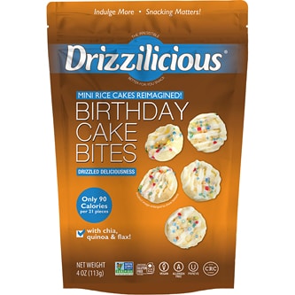 Drizzilicious Mini Rice Cakes Reimagined, Birthday Cake Bites