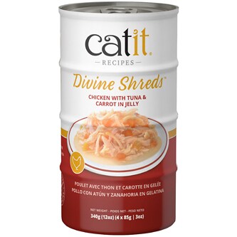Catit Divine Shreds in Jelly Wet Cat Food, Chicken with Tuna & Carrot