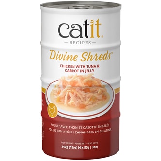 Catit Divine Shreds in Jelly Wet Cat Food, Chicken with Tuna & Carrot
