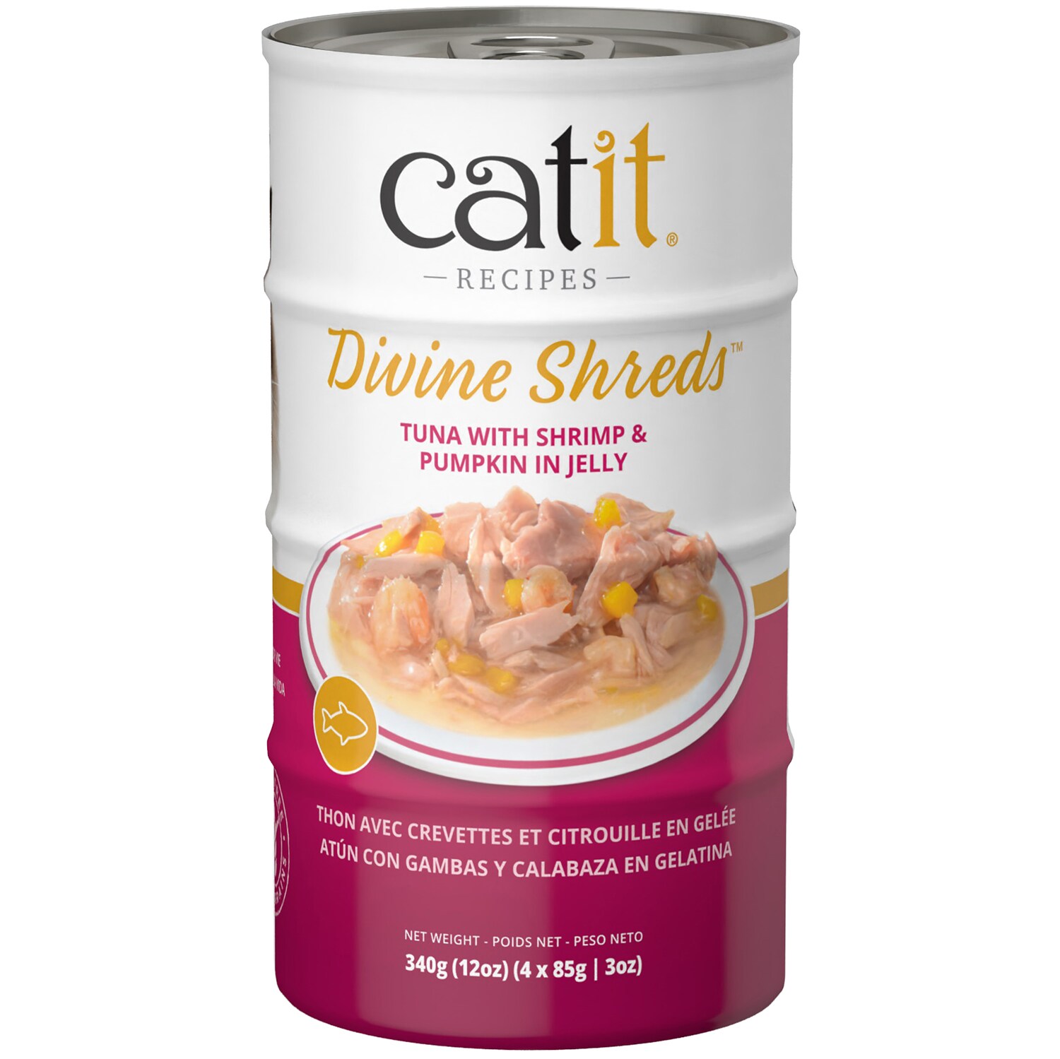 Catit Divine Shreds in Jelly Wet Cat Food, Tuna with Shrimp & Pumpkin