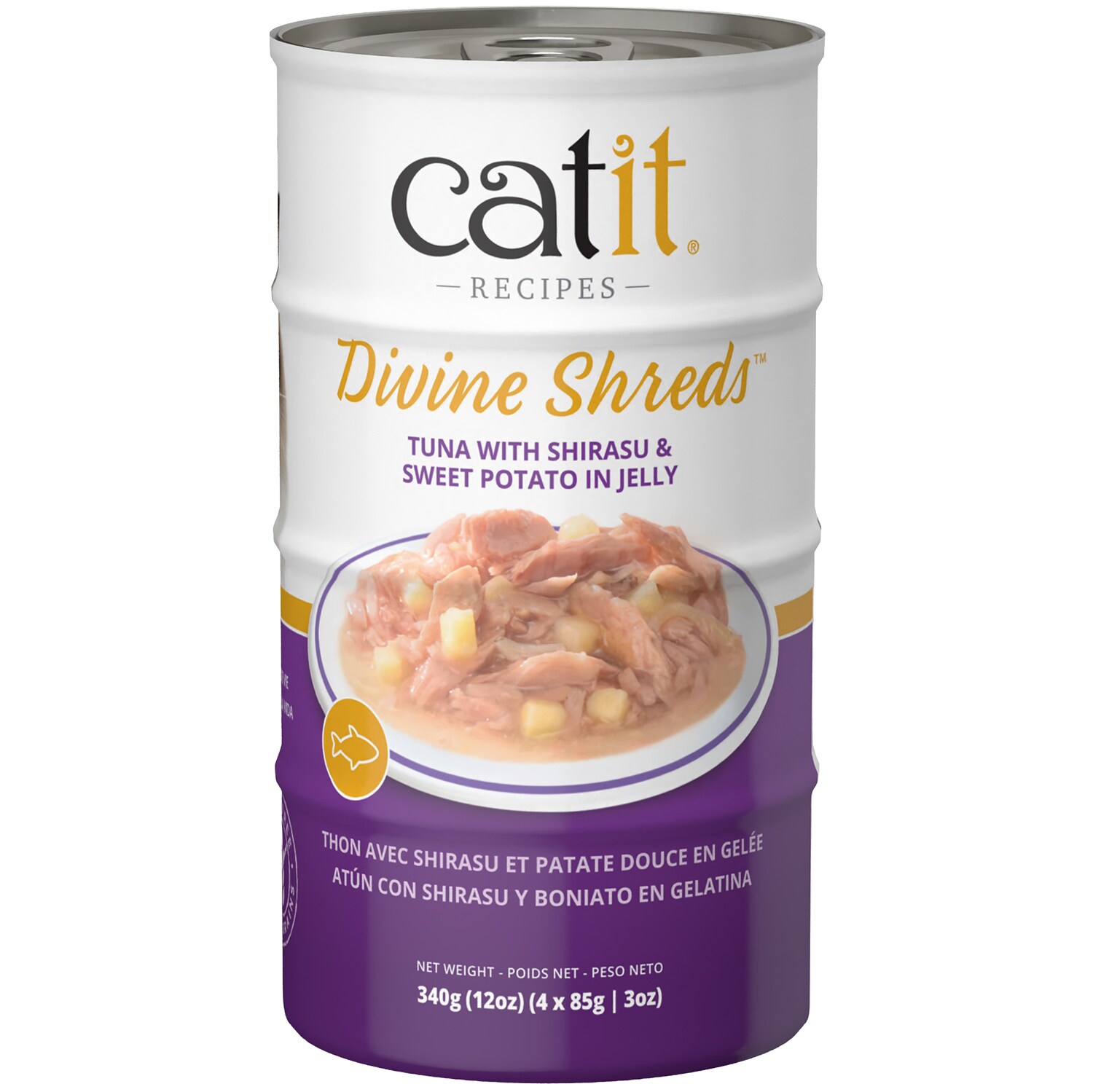 Catit Divine Shreds in Jelly Wet Cat Food, Tuna with Shirasu & Sweet Potato