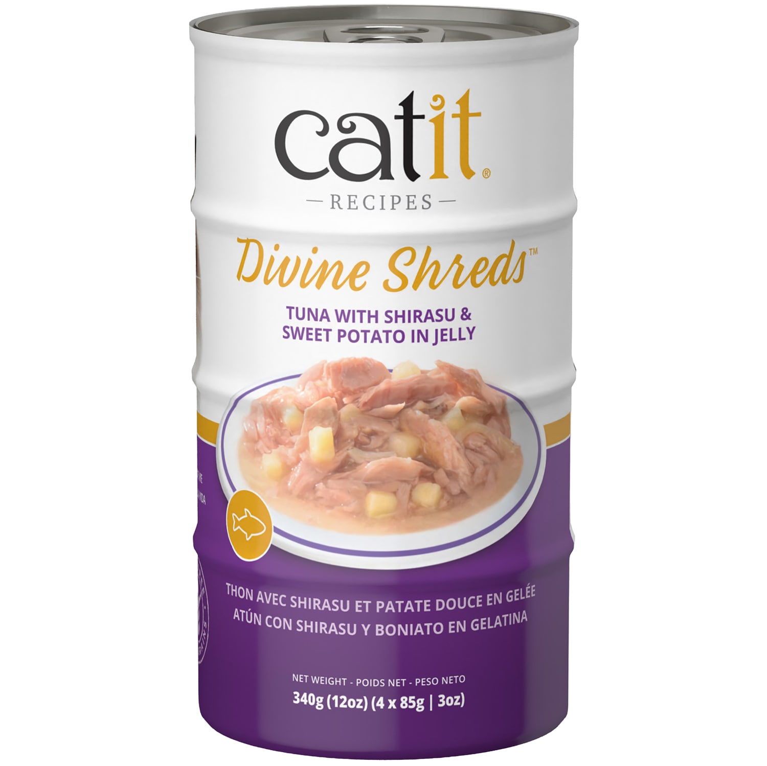 Catit Divine Shreds in Jelly Wet Cat Food, Tuna with Shirasu & Sweet Potato